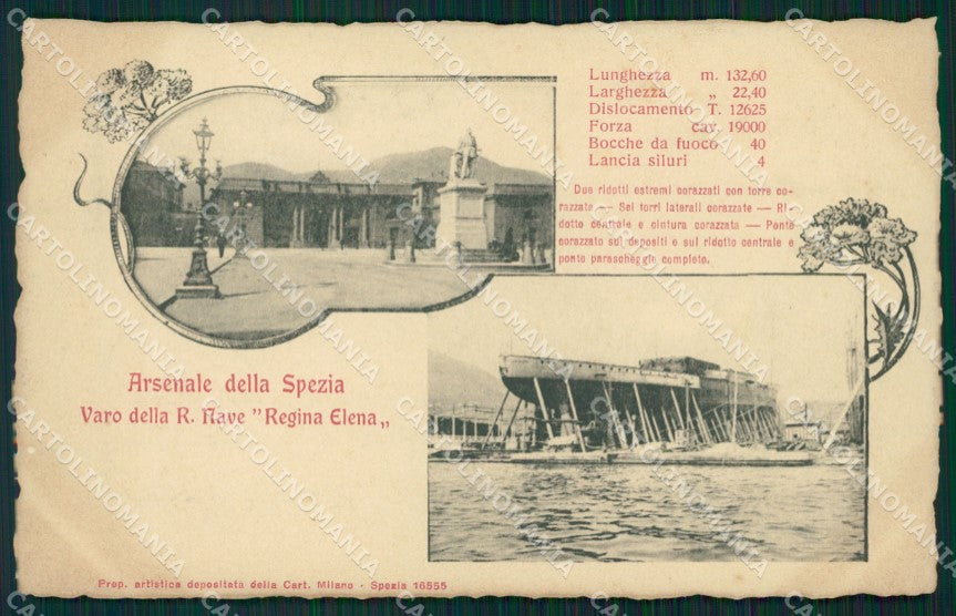 La Spezia Città Varo Regia Nave Regina Elena cartolina QZ7428 – fronte