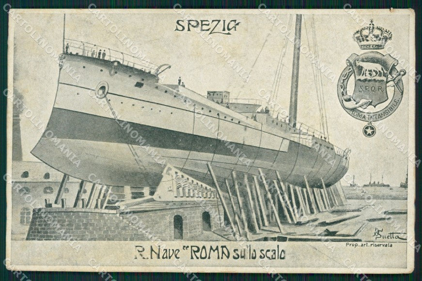 La Spezia Città Regia Nave Roma Suetta cartolina QZ7430 – fronte