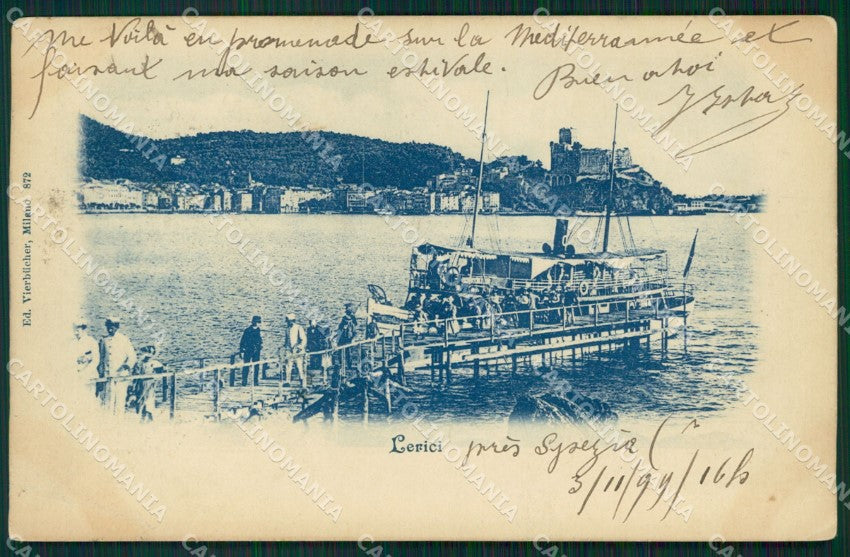 La Spezia Lerici Battello PIEGA cartolina QZ7448 – fronte