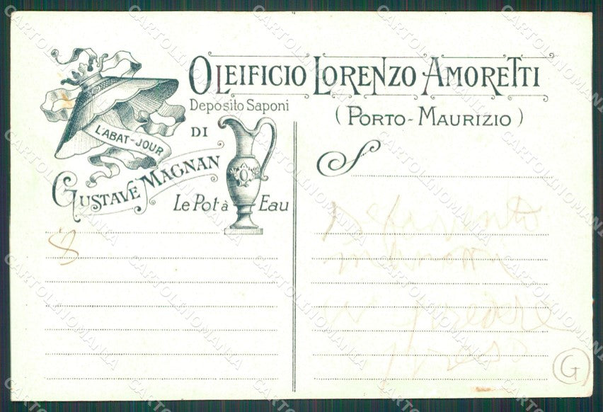 Imperia Porto Maurizio Pubblicitaria Oleificio Amoretti Asino cartolina QZ7492 – retro