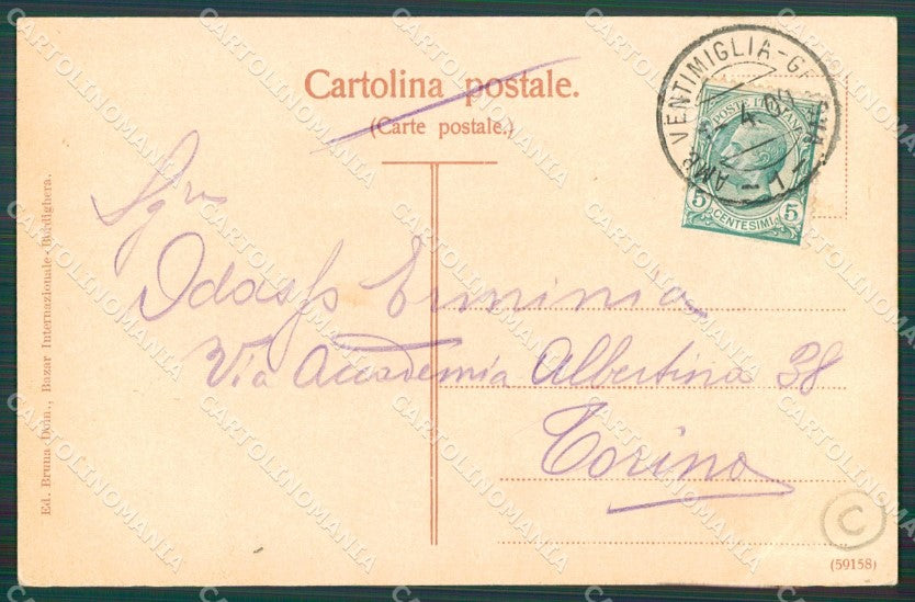 Imperia Bordighera Porta Sottana PIEGHINA cartolina QZ7509 – retro