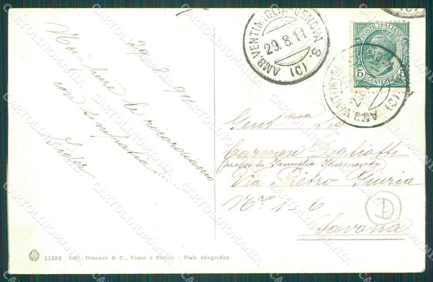 Imperia Bordighera Strada Romana Carretto cartolina QZ7534 – retro