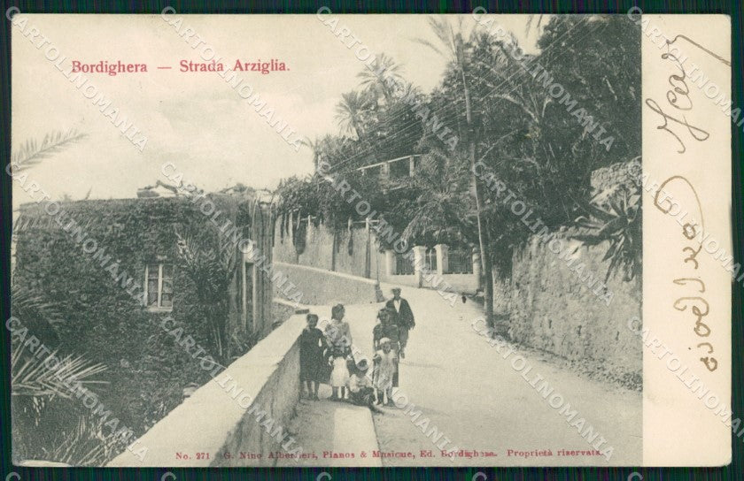 Imperia Bordighera Strada Arziglia PIEGA cartolina QZ7546 – fronte