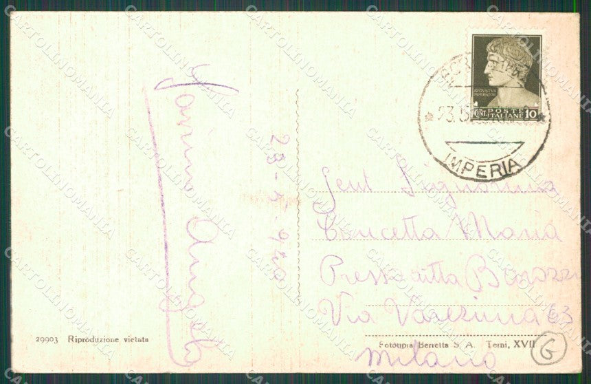 Imperia Bordighera Sant'Ampelio cartolina QZ7562 – retro