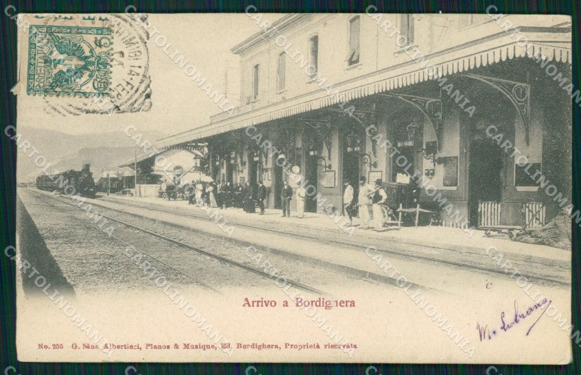 Imperia Bordighera Stazione Treno cartolina QZ7575 – fronte