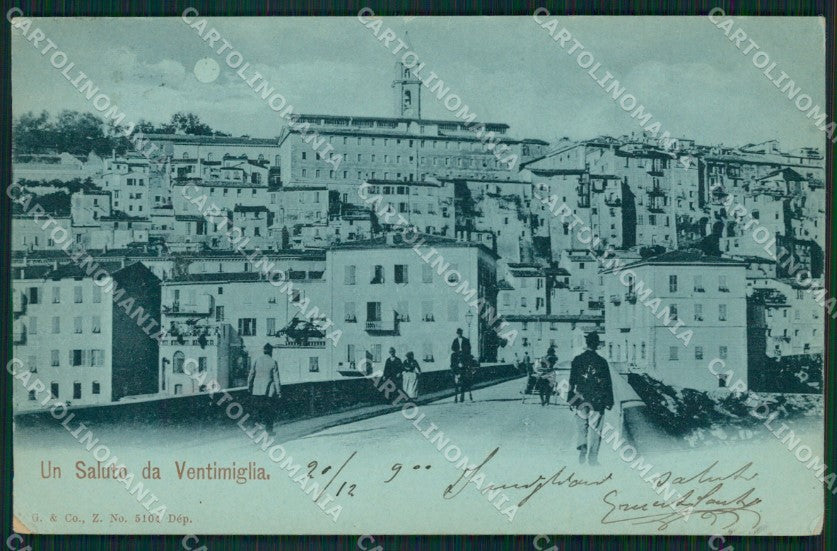 Imperia Ventimiglia Chiaro di Luna ANGOLINO SCOLLATO cartolina QZ7762 – fronte