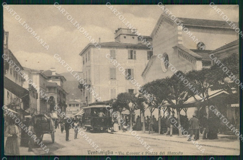 Imperia Ventimiglia Tram Mercato cartolina QZ7820 – fronte