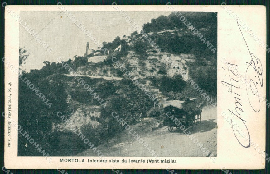 Imperia Ventimiglia Mortola Corriera trainata da Cavalli cartolina QZ7823 – fronte