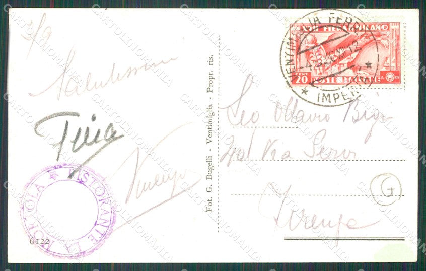 Imperia Ventimiglia Mortola cartolina QZ7842 – retro