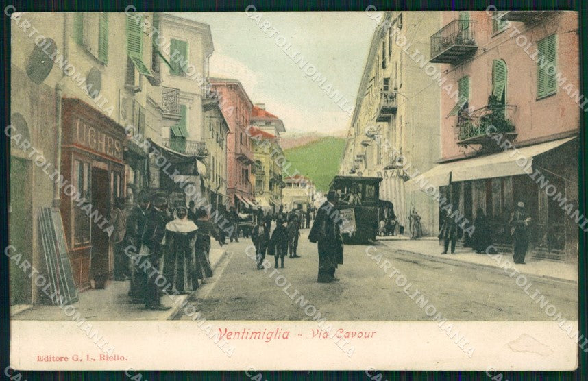 Imperia Ventimiglia Tram PIEGHINA ABRASA cartolina QZ7853 – fronte