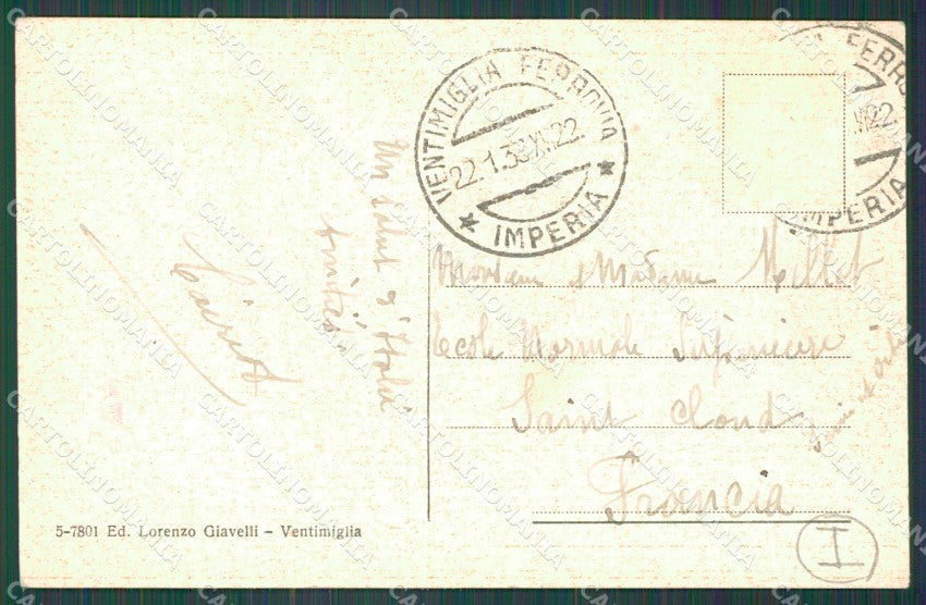 Imperia Ventimiglia Fioraie PIEGHINA cartolina QZ7854 – retro