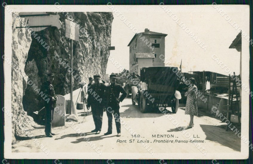 Francia Menton Mentone Auto Frontiera PIEGHINA Foto cartolina QZ7892 – fronte