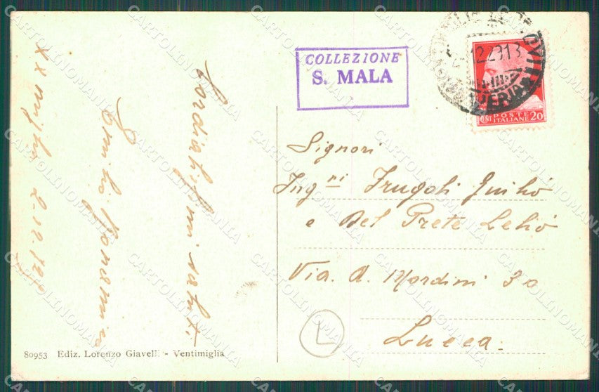 Imperia Ventimiglia Confine Italo Francese Auto cartolina QZ7905 – retro