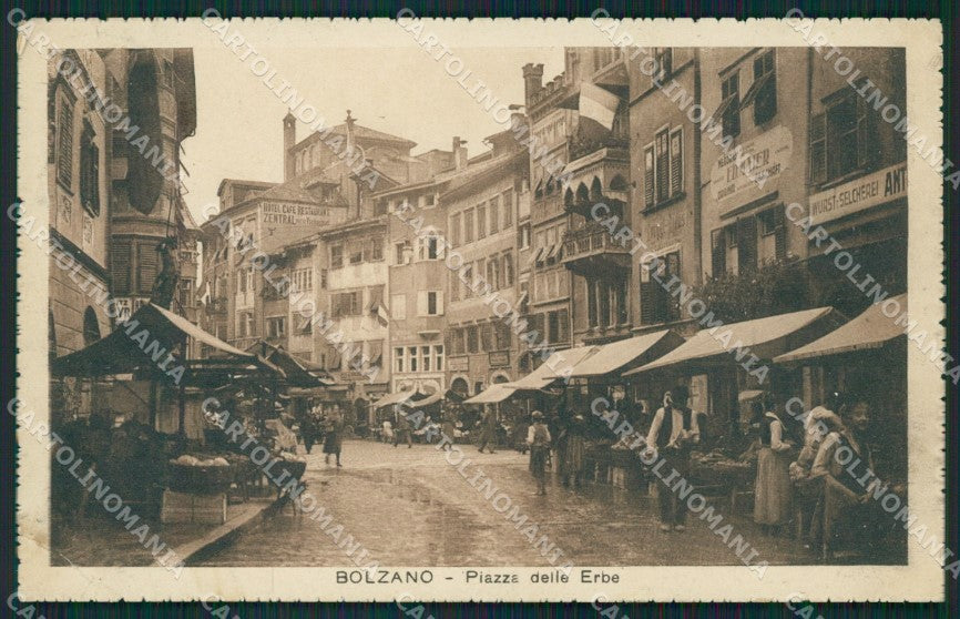 Bolzano Città Piazza Erbe Mercato PIEGA cartolina QZ8007 – fronte