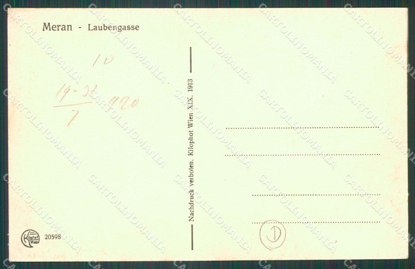 Bolzano Merano Carrozza cartolina QZ8049 – retro