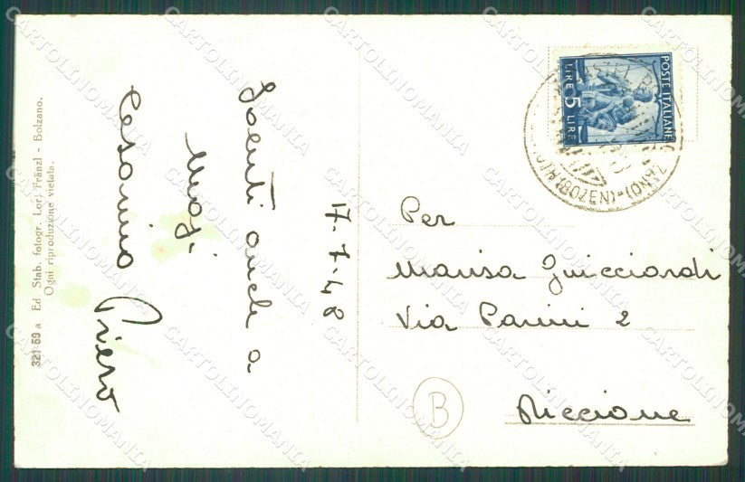 Bolzano Castelrotto cartolina QZ8142 – retro