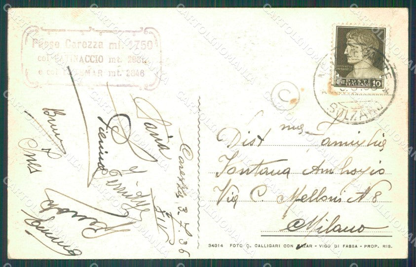 Bolzano Passo di Carezza Monte Latemar cartolina QZ8184 – retro