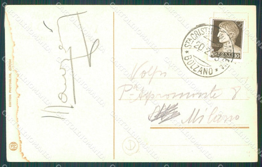 Bolzano Val Gardena Selva di Costumi ABRASA cartolina QZ8204 – retro