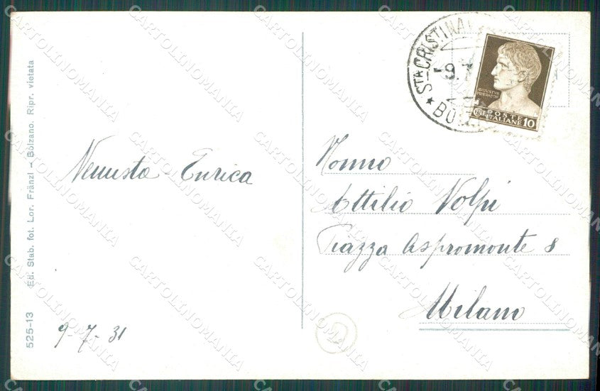 Bolzano Val Gardena Selva di Costumi cartolina QZ8205 – retro