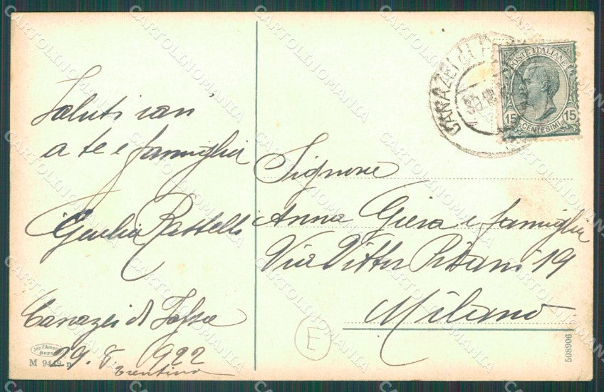 Bolzano Passo Pordoi Strada delle Dolomiti Auto cartolina QZ8241 – retro