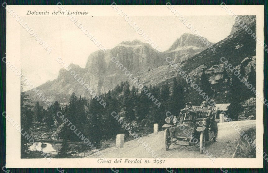 Bolzano Passo Pordoi Auto SCOLLATA cartolina QZ8242 – fronte