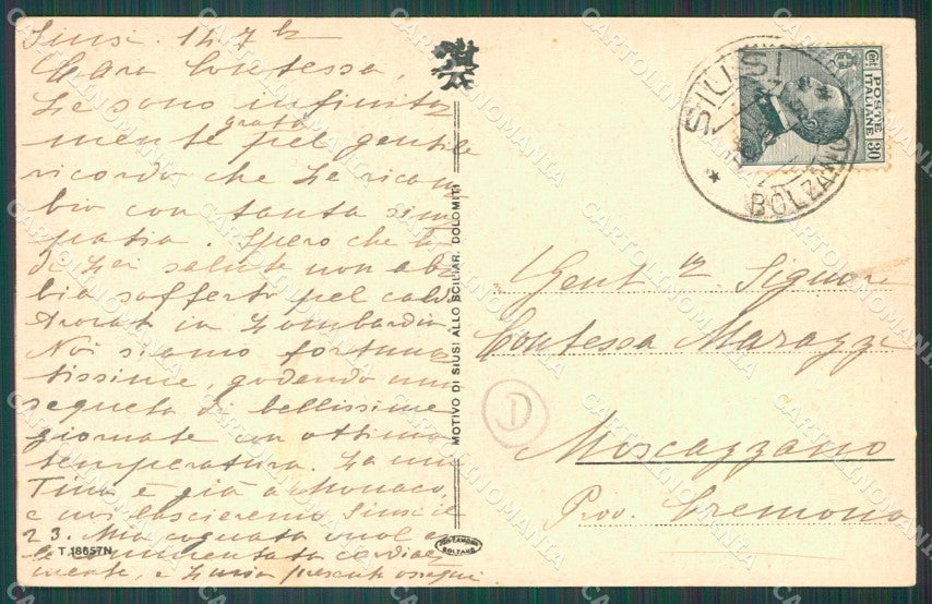 Bolzano Siusi Costumi PIEGHINA cartolina QZ8256 – retro