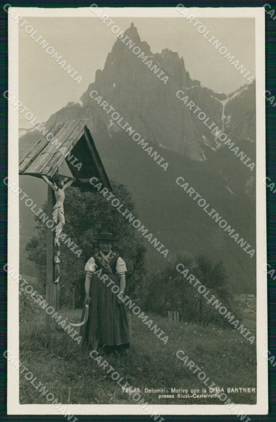 Bolzano Siusi Castelrotto Cima Santner Costumi Foto cartolina QZ8262 – fronte