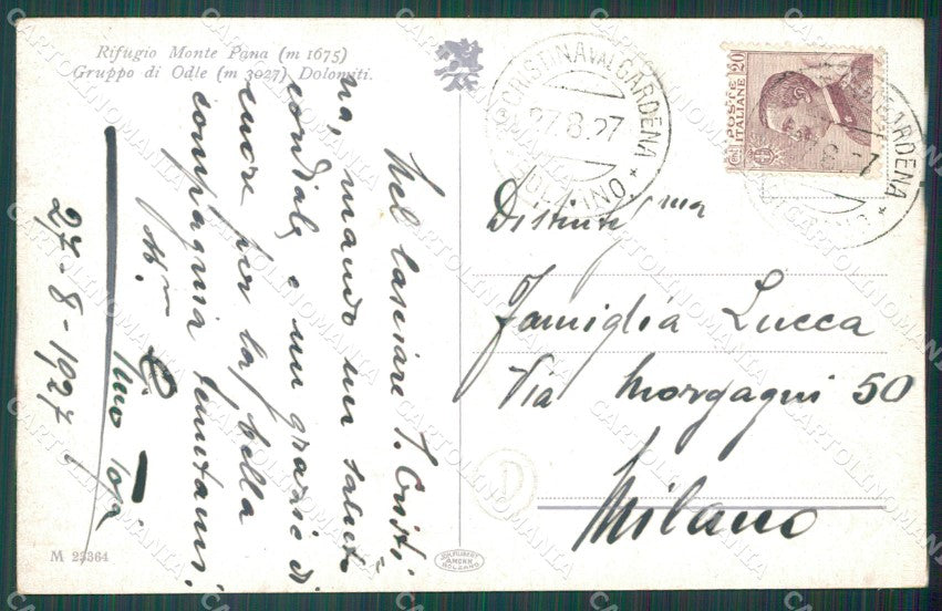 Bolzano Castelrotto Alpe di Siusi Rifugio Monte Pana cartolina QZ8269 – retro