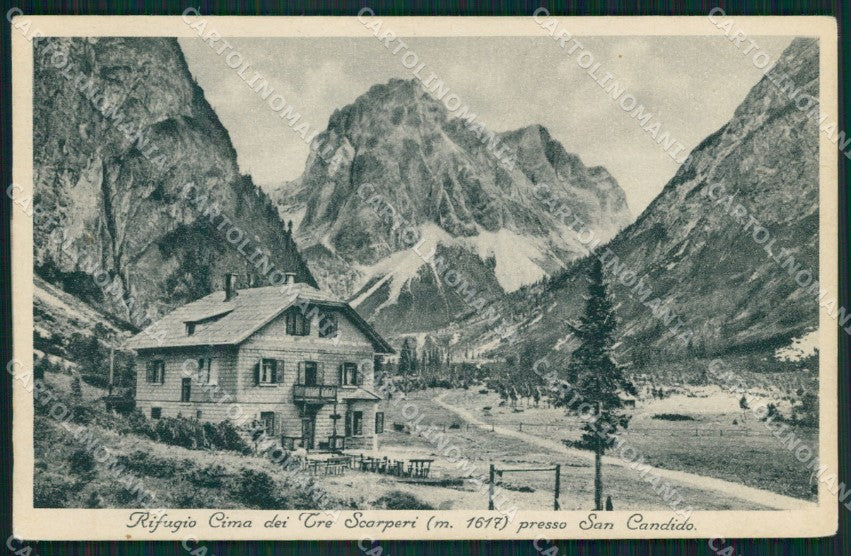 Bolzano San Candido Val Pusteria Rifugio Tre Scarperi PIEGHINE cartolina QZ8308 – fronte
