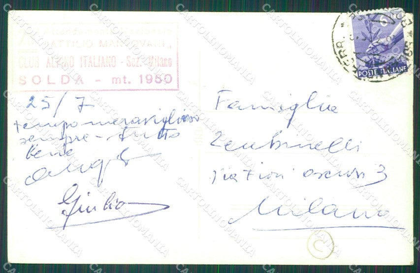 Bolzano Stelvio Solda Cai Foto cartolina QZ8363 – retro