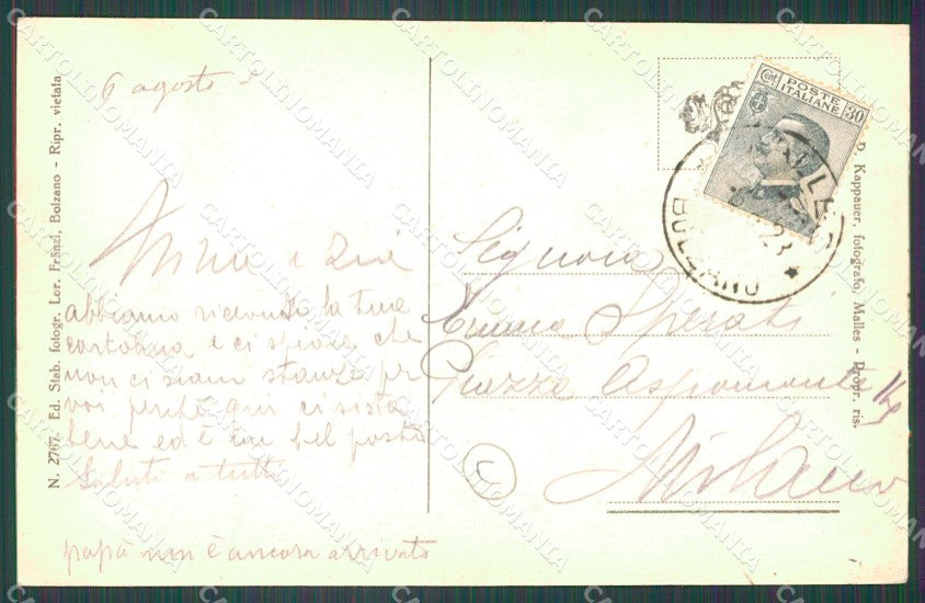 Bolzano Malles Val Venosta cartolina QZ8371 – retro