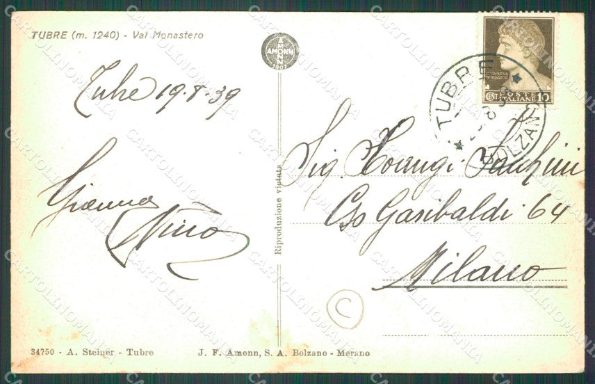Bolzano Tubre cartolina QZ8424 – retro