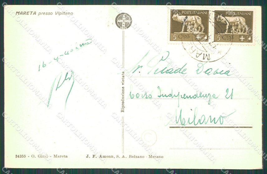 Bolzano Vipiteno Mareta cartolina QZ8429 – retro