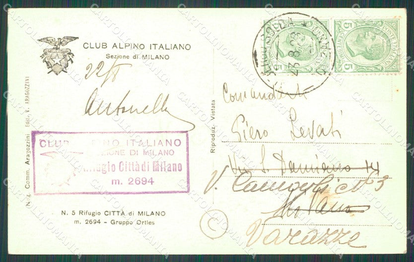 Bolzano Stelvio Rifugio Città di Milano Cai Foto cartolina QZ8442 – retro