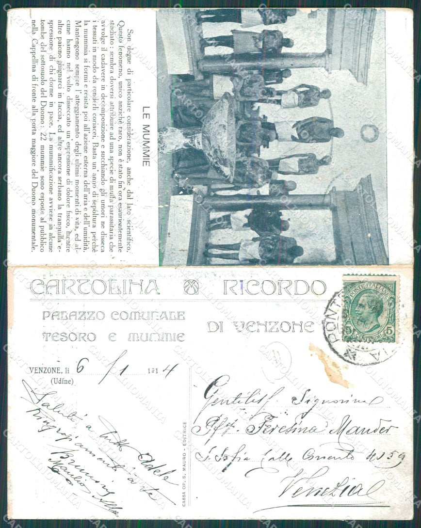 Udine Venzone Mummie Doppia cartolina QZ8829 – retro