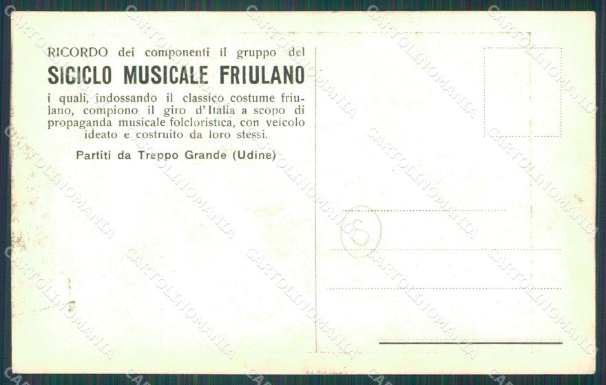 Udine Treppo Grande Siciclo Musicale Friulano PIEGHINA cartolina QZ8831 – retro