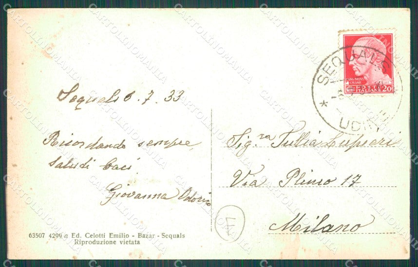 Pordenone Sequals PIEGA cartolina QZ8917 – retro