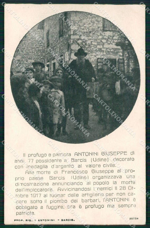 Pordenone Barcis Antonini Giuseppe Profugo Patriota cartolina QZ8928 – fronte