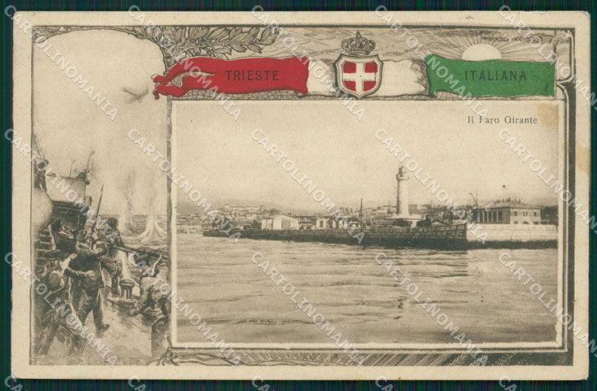 Trieste Città Faro Girante Miitari STRAPPINO cartolina QZ8944 – fronte