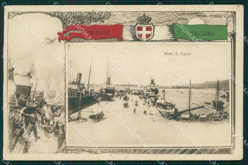 Trieste Città Molo San Carlo Militari cartolina QZ8945 – fronte