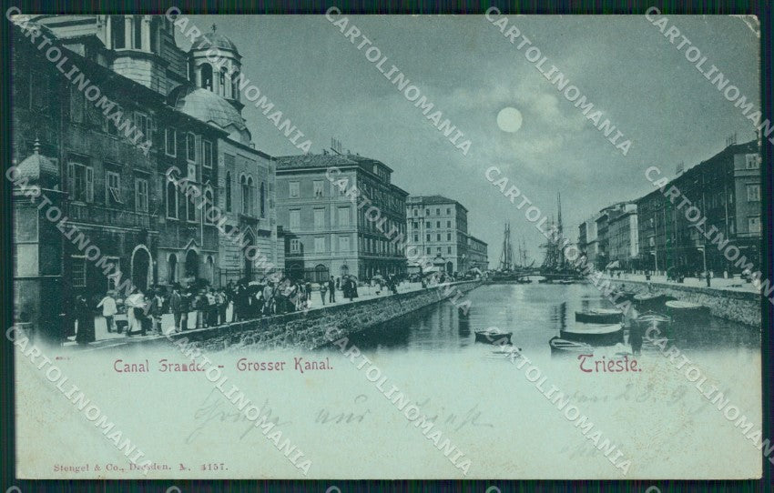 Trieste Città Chiaro di Luna PIEGHINA cartolina QZ8951 – fronte
