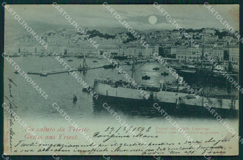 Trieste Città Navi Chiaro di Luna cartolina QZ8962 – fronte