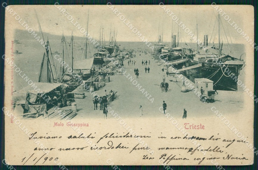 Trieste Città Barche Rilievo STRAPPINI SCOLLATA PIEGHINE cartolina QZ9035 – fronte