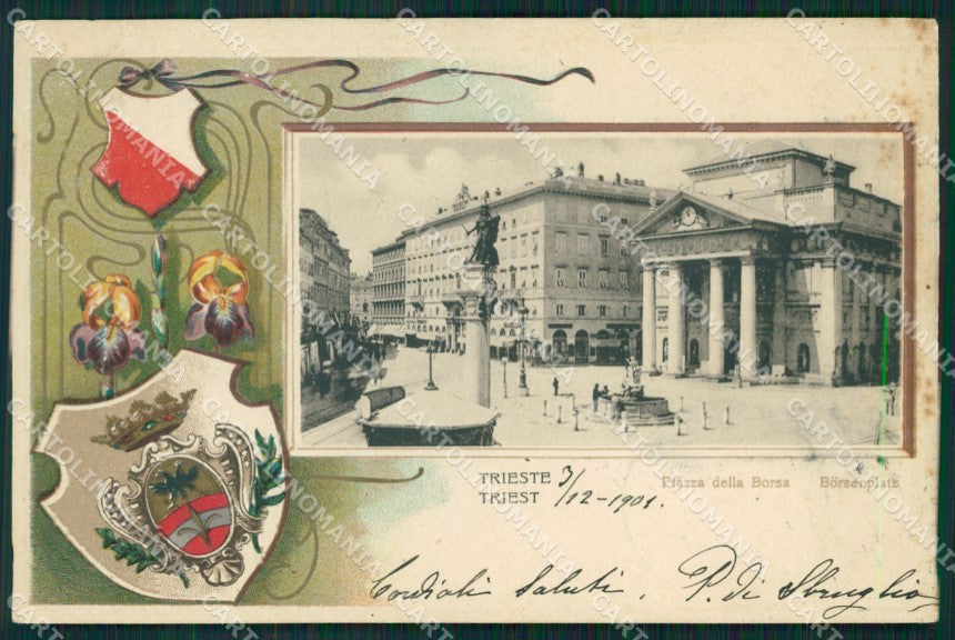 Trieste Città Borsa RILIEVO cartolina QZ9036 – fronte