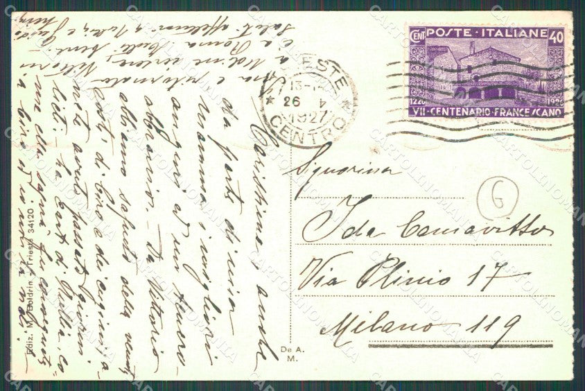Trieste Città Tram Traforo Montuzza PIEGHINA cartolina QZ9044 – retro