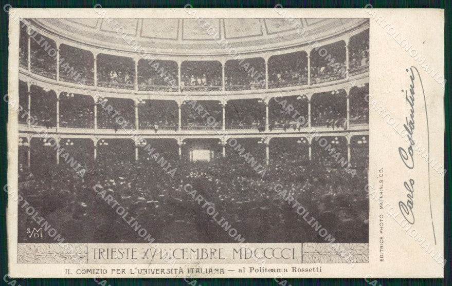 Trieste Città Comizio Universitario Politeama PIEGHINE cartolina QZ9060 – fronte