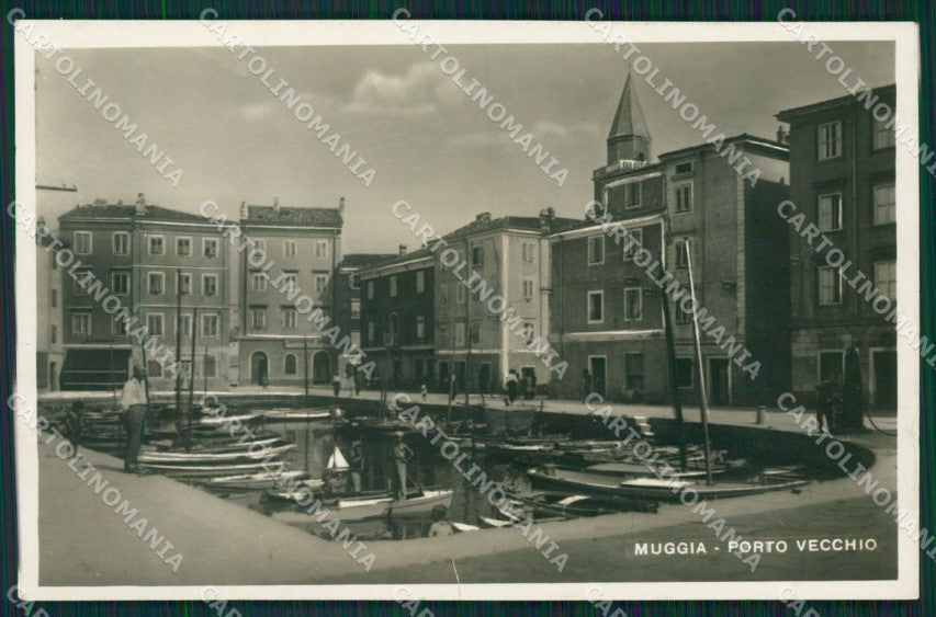 Trieste Muggia Porto Vecchio PIEGA Foto cartolina QZ9073 – fronte