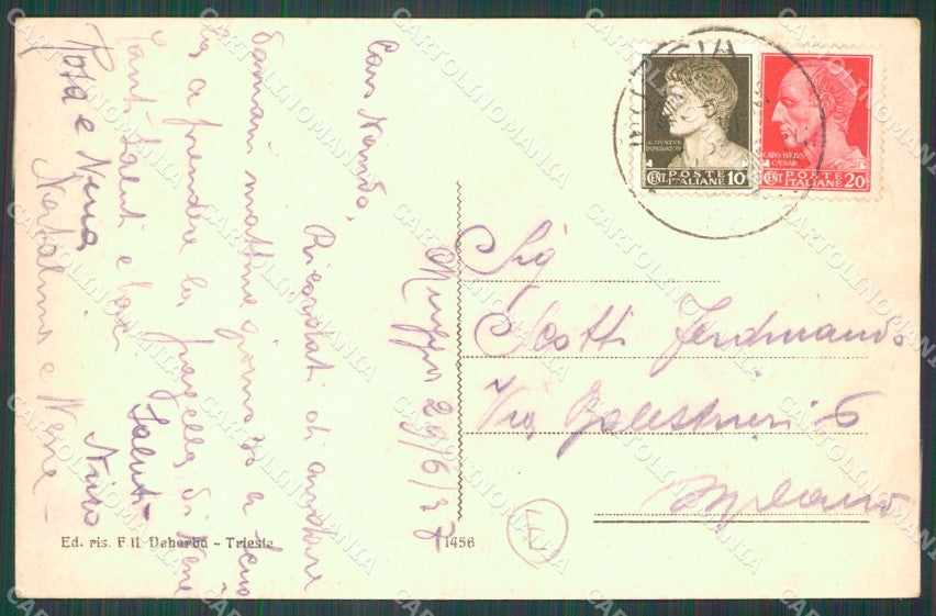 Trieste Muggia Barche PIEGHE cartolina QZ9076 – retro
