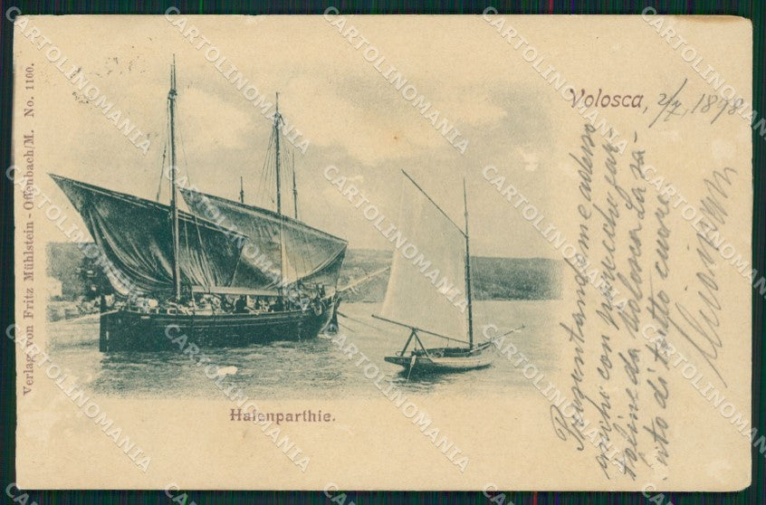 Croazia Abbazia Volosca Barca PIEGA ABRASA cartolina QZ9128 – fronte