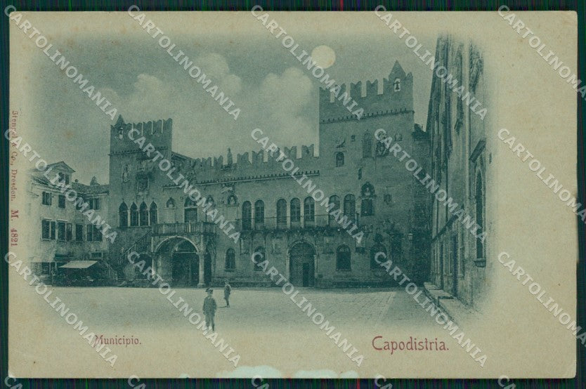 Slovenia Capodistria Municipio Chiaro di Luna cartolina QZ9133 – fronte